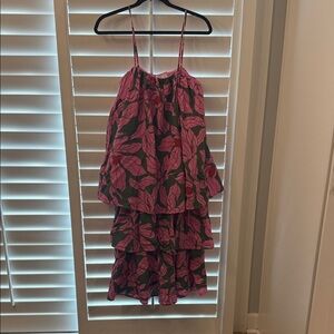 Corey Lynn Calter Pink and Green spaghetti thin strap Floral Dress